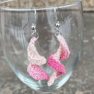 Crochet Pink Swirl Earrings